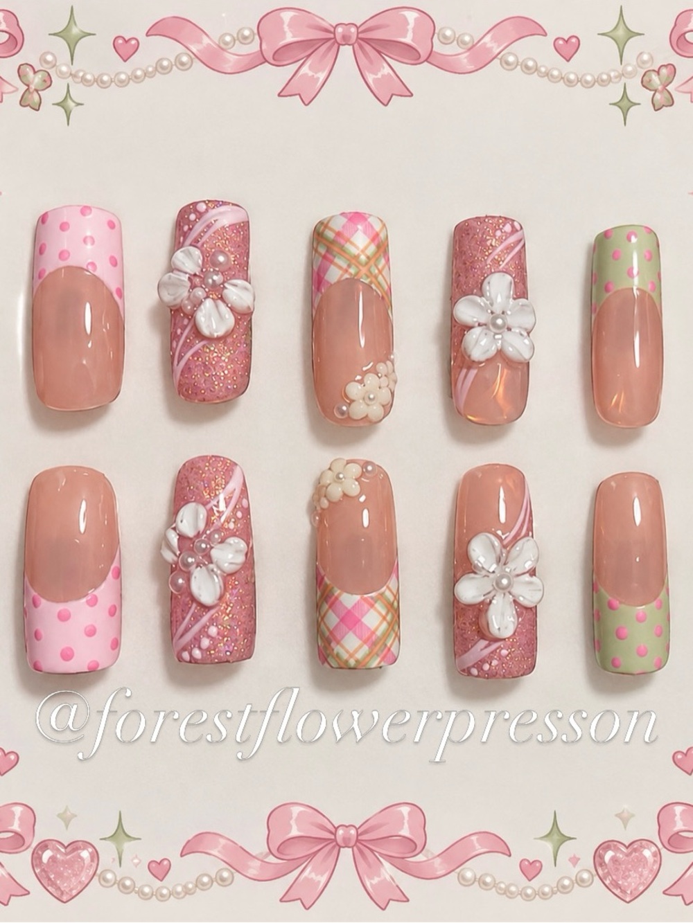 Custom Pink Press-On Nail Set